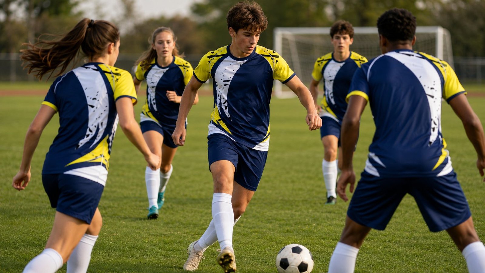 Football team in custom kit